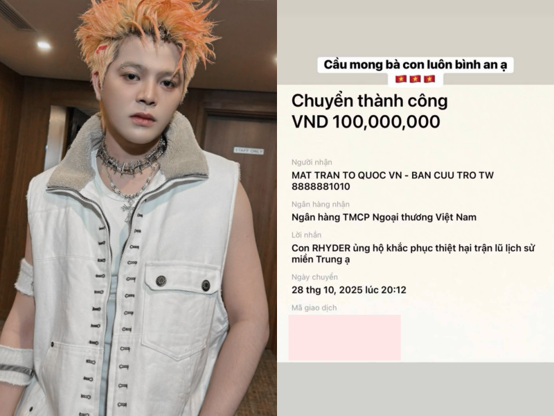 Rhyder ủng hộ miền Trung sau thiên tai