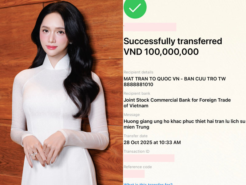 Hoa hậu Hương Giang quyên góp cứu trợ miền Trung