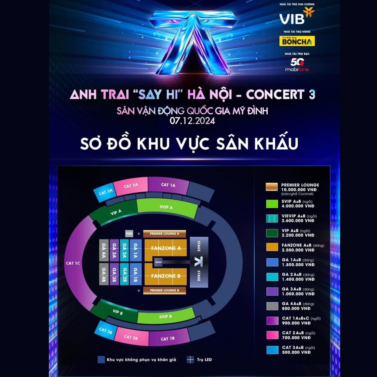 Khán đài concert Anh Trai được bố trí theo chiều dọc