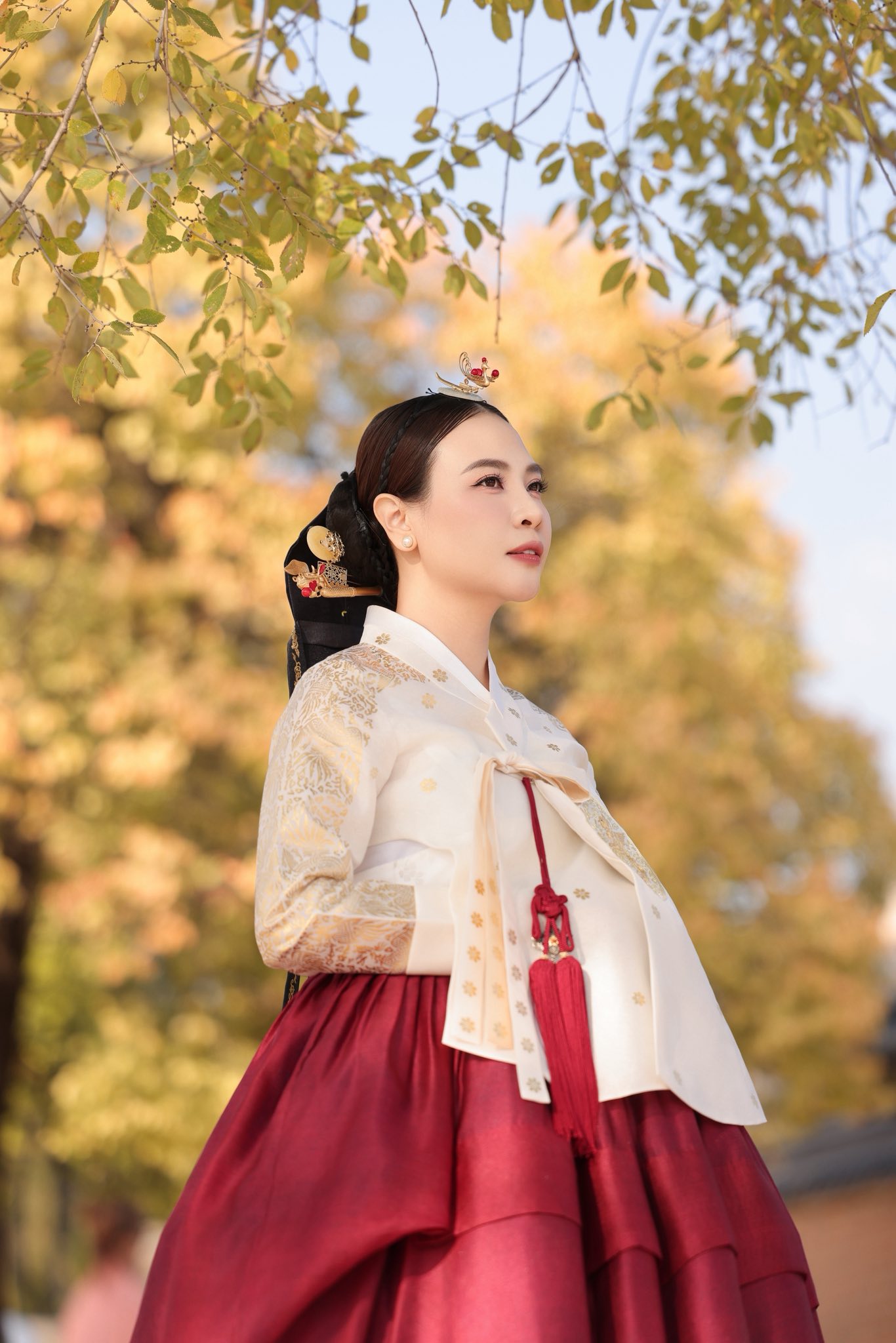 Đàm Thu Trang diện Hanbok như một hoàng hậu